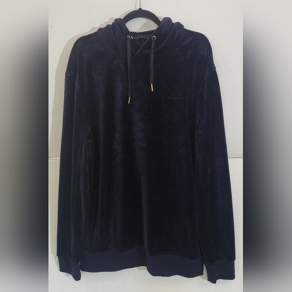 Sean John Other - Sean John Long Sleeve Full Zip Navy Blue Velour Hoodie Sweatshirt size 2x